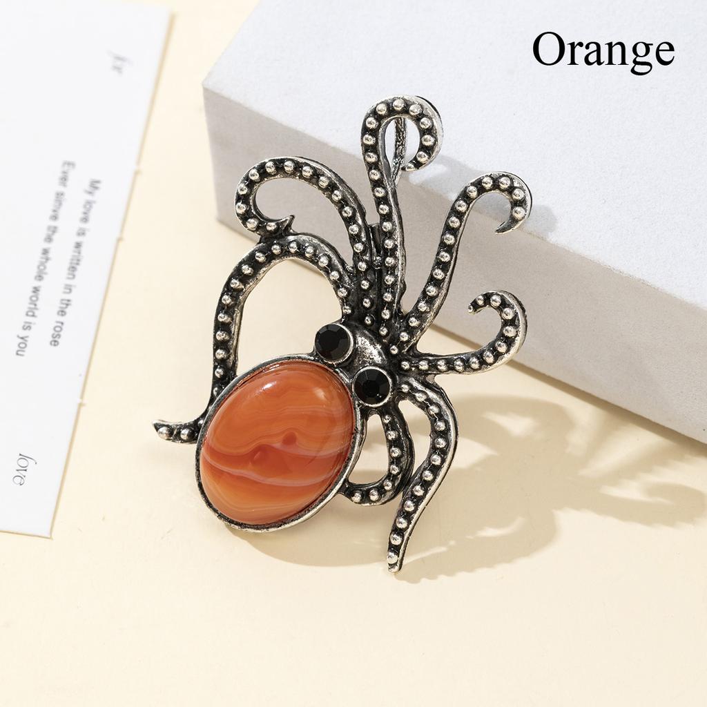 1 шт. Летние броши в виде осьминога из натурального камня в стиле океана, хрустальная брошь с аметистом, агатом, нефритом и драгоценным камнем для унисекс-ювелирных изделий на день рождения в подарок