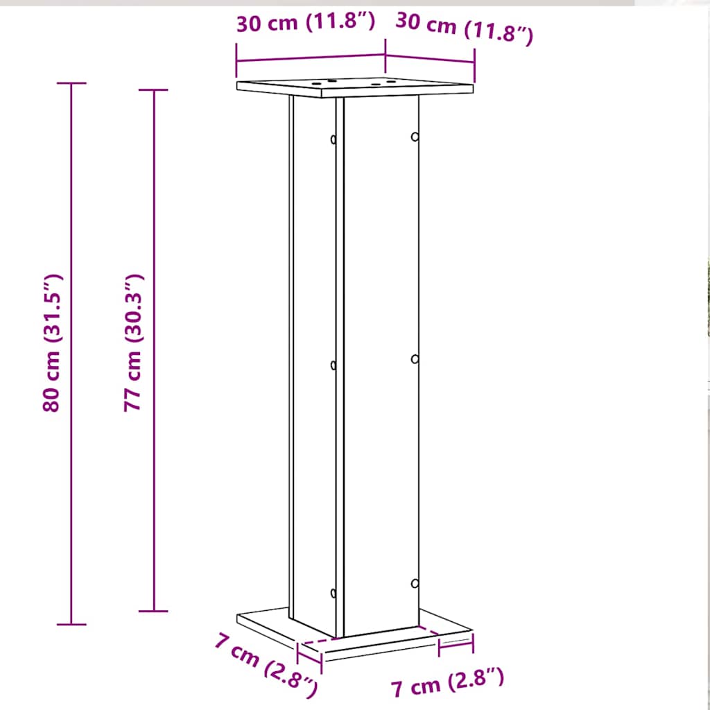 Plant Stand 2 pcs Black Oak Effect 30 x 30 x 80 cm