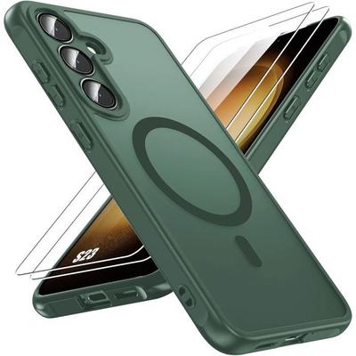 Coque Antichoc - BOOLING - Pour Samsung Galaxy S23 - Avec Protection Caméra - Vert Nuit - 2 Vitres