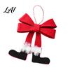 Creative Christmas Gift Decorations Bow Ornament Red Green Boot Bowknot Pendant Xmas Tree Handmade Felt Pendants Hanging Decoration for Holiday Home