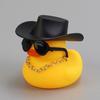 Cowboy Hat Yellow Duck with Sunglasses Cute Bath Toys for Kids Floating Pool Decor BPA-Free Car Dashboard Decoration