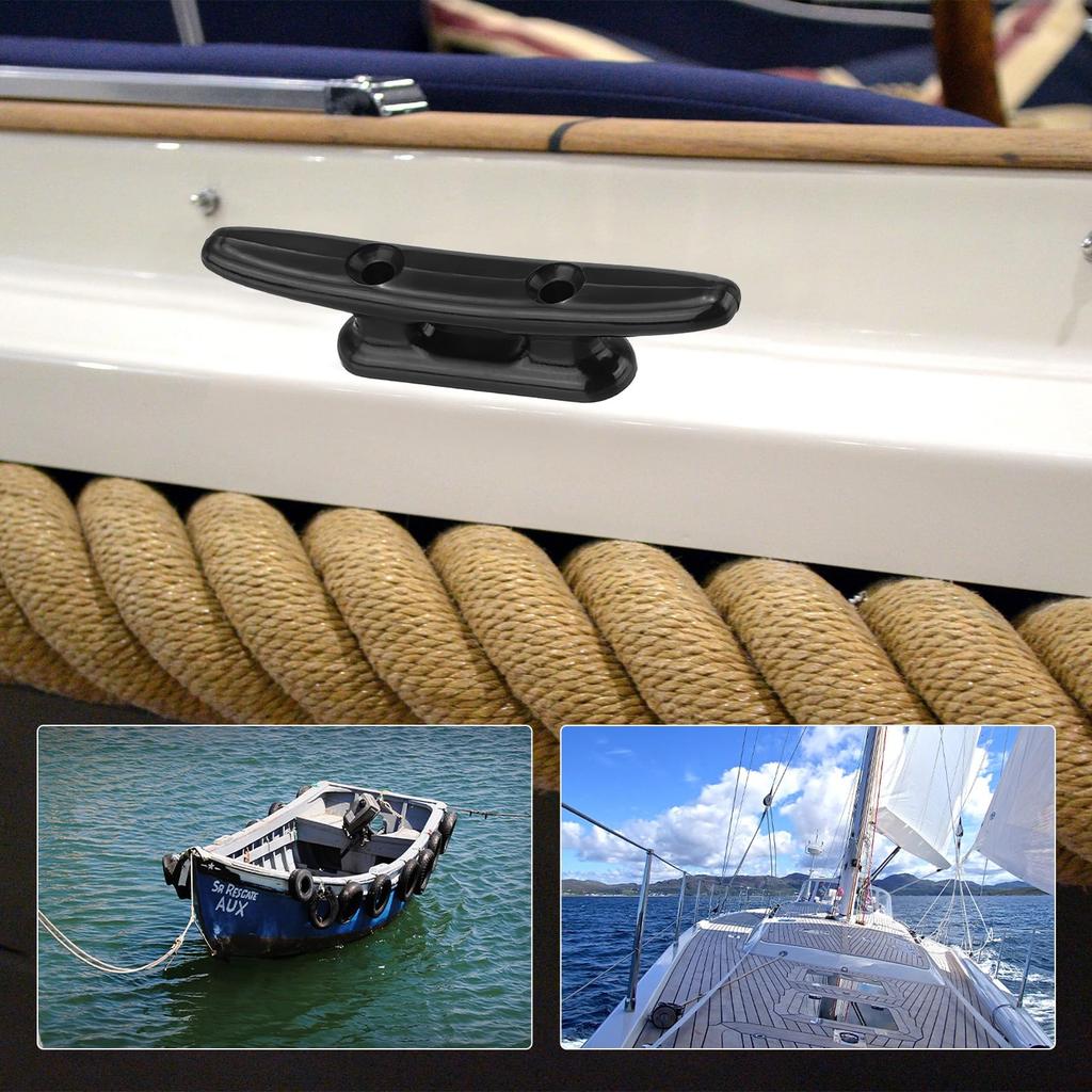 PATIKIL 202mm Nylon Boat Dock Cleat Kayak Small Rope Tie Cleat Dock Marine Deck Boat Canoe Kayak Decoration Black