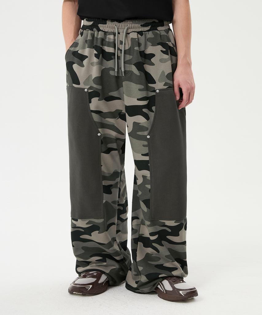 TRILLION Camo Carpenter Wide Sweatpants_Gray