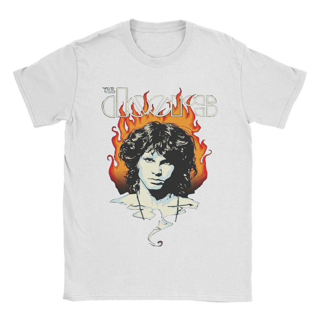 Мужская футболка The Doors  Винтажная музыка   Винтажная хлопковая футболка Футболка с круглым вырезом и коротким рукавом Летние топы
