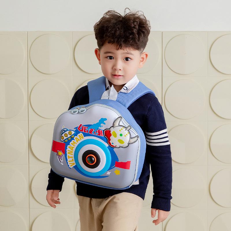 Kindergarten Baby Schoolbag Cartoon Animation Three-Dimensional Eggshell Boys And Girls Backpack Camera Modeling Children'S Backpack