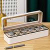 Luxury 6 Compartment Watch Storage Box with Transparent Lid Spacious Storage for Mechanical, Quartz Watches,Jewelry Display Case Look Textured Black
