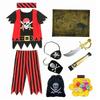 Boys Pirate Skull Dress Up Clothes Kids Printed Striped T-Shirt Pants Partywear Captain Jack Adventure Pirate Toys Gifts