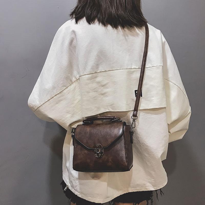 Small Square Bags For Women Fashion Solid Color Designer Crossbody Shoulder Bag Vintage PU Leather Handbags Female Bag