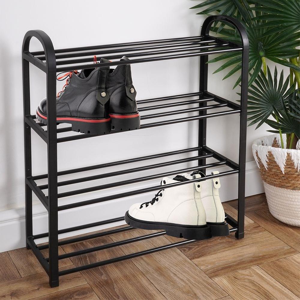 4-Tier Black Metal Shoe Rack Organizer 49.5x18.5x56.5cm