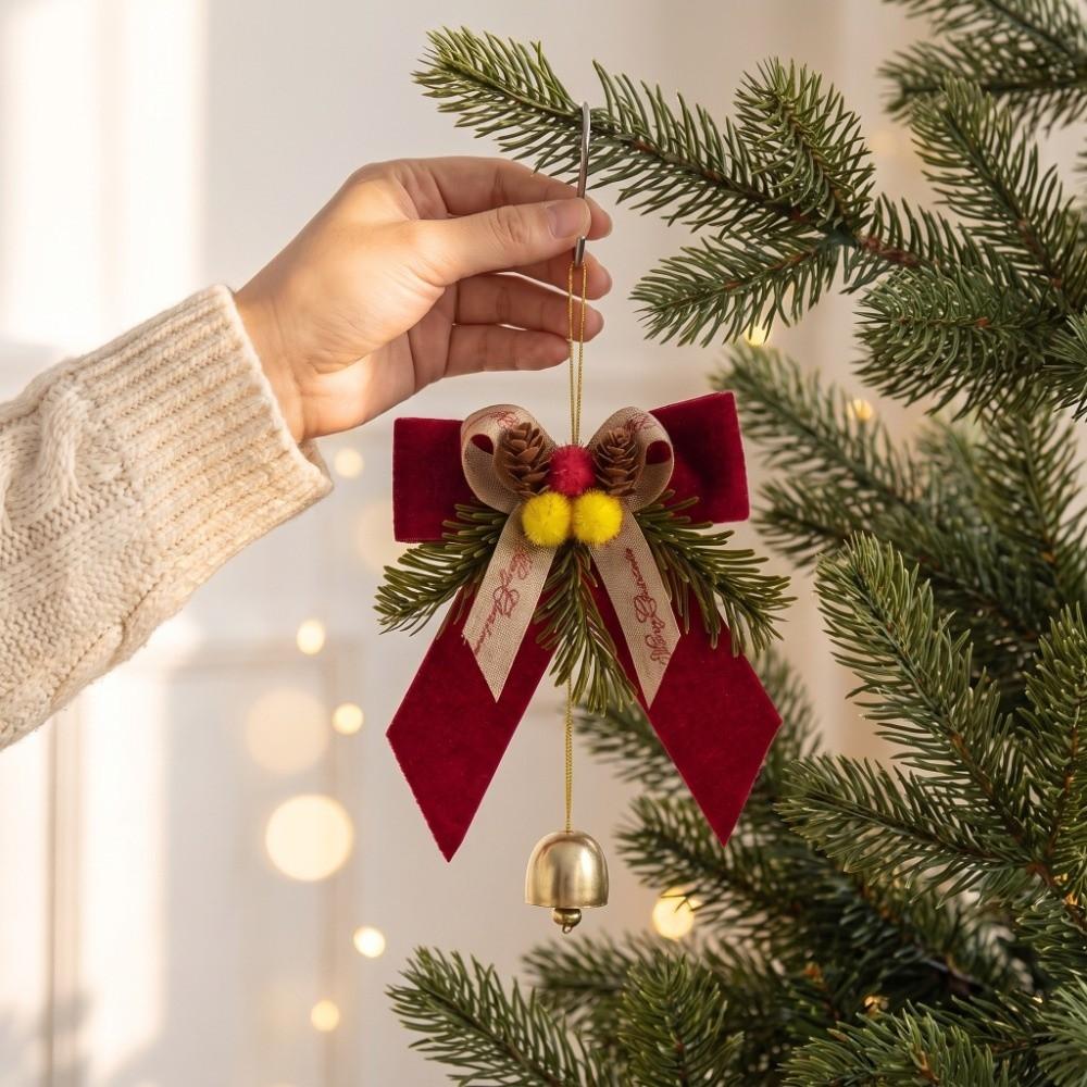 Bow with Bell Christmas Bowknot Bell Pendant Christmas Hanging Christmas Tree