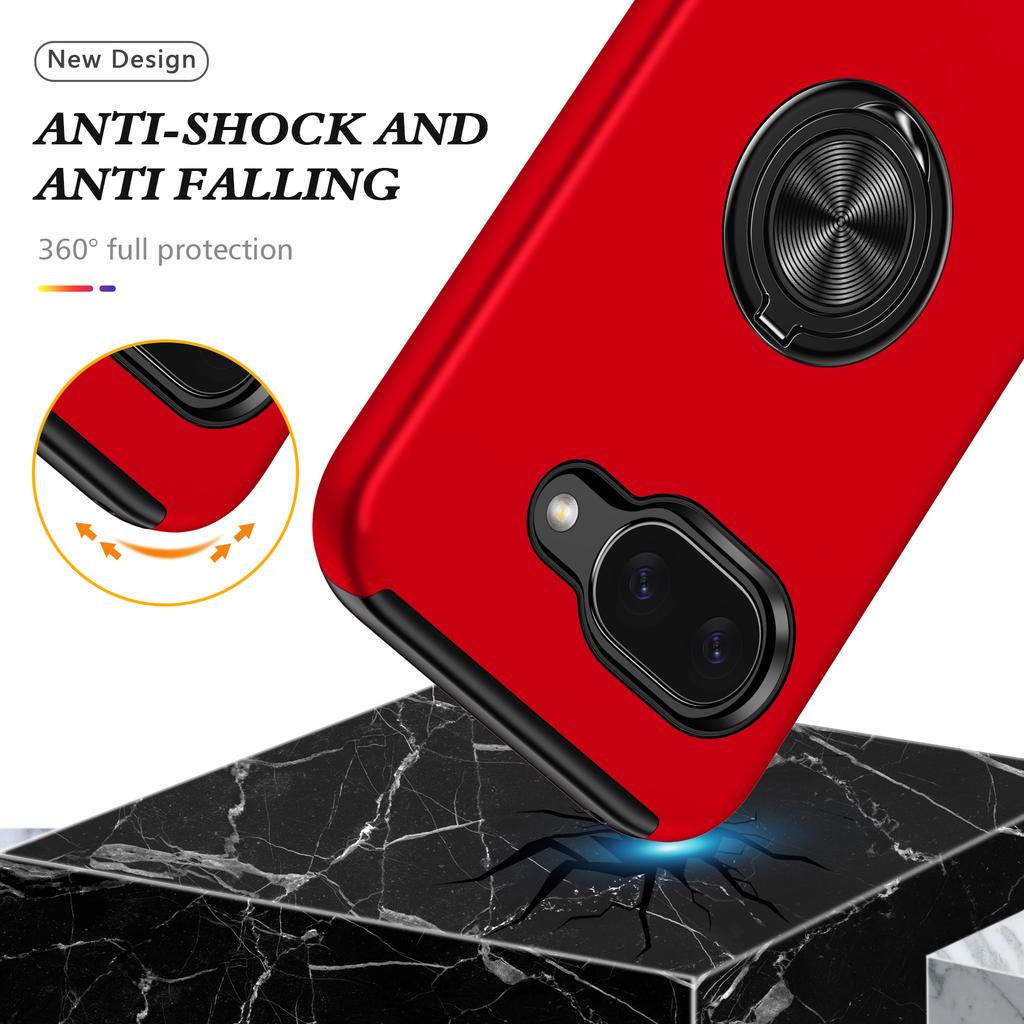 For Google Pixel 9a Case PC + TPU Phone Cover with Rotatable Ring Holder