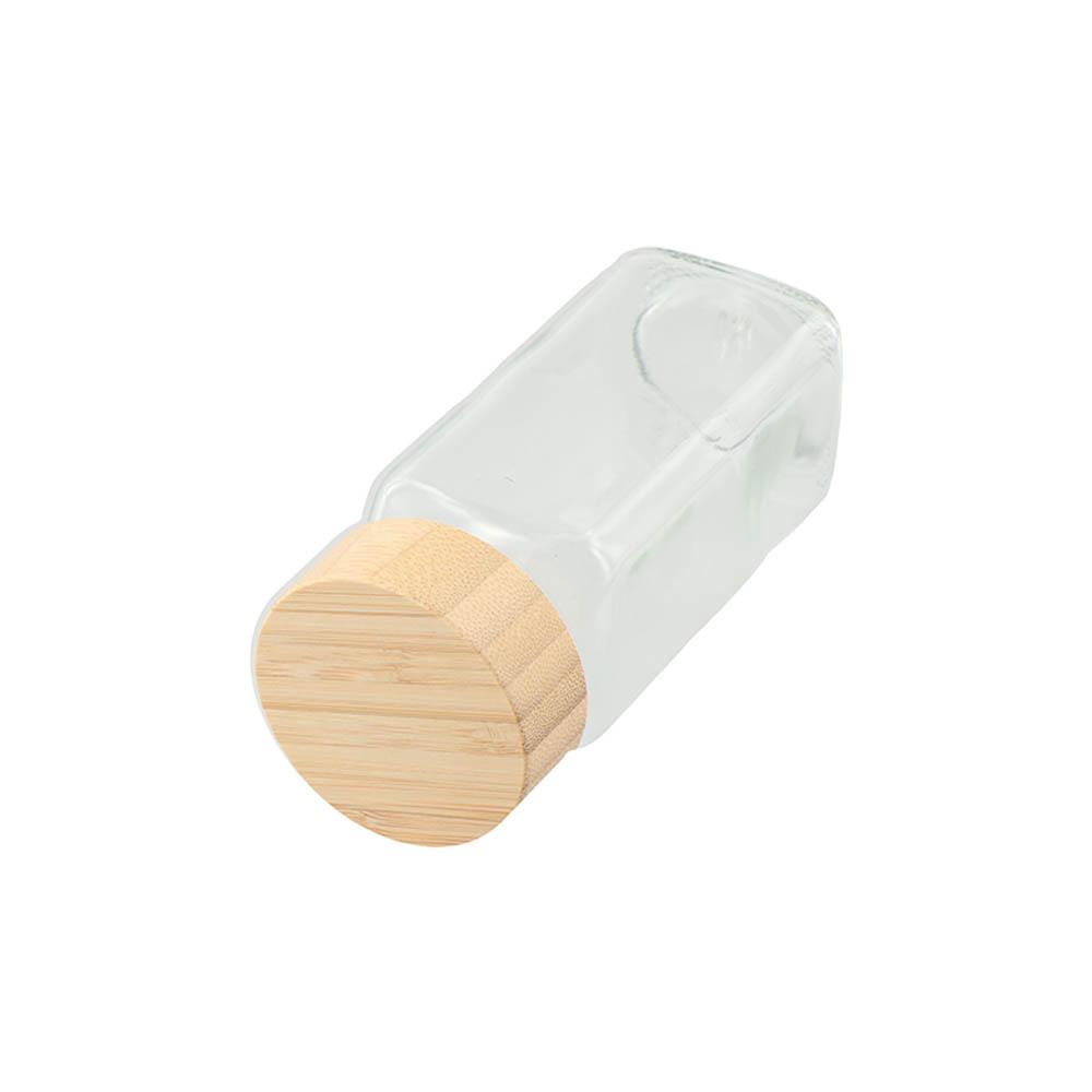 Стеклянные баночки для специй 120 мл Прозрачная перфорированная бутылка для приправ Квадратная с крышкой из бамбукового дерева Кухонные инструменты Шкаф