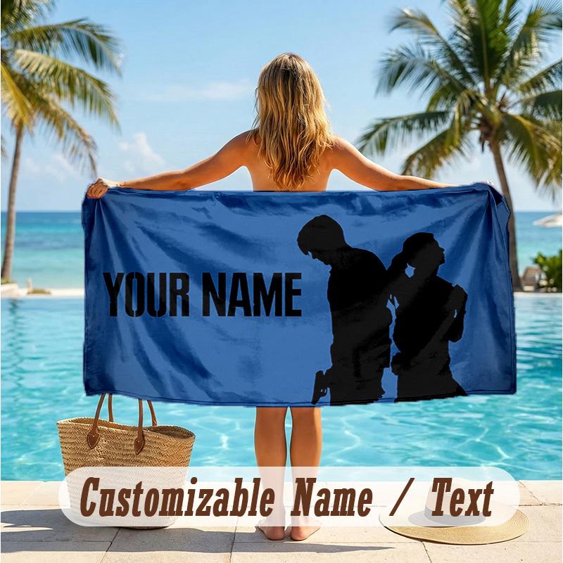 Custom Text Beach Towel, Soft Absorbent Swimming Multi-use TowelResident Evil