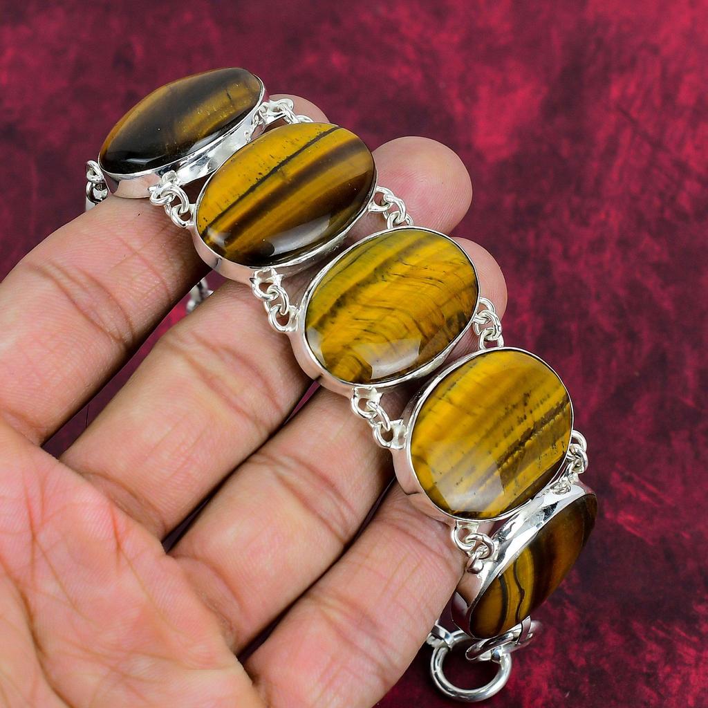 Ювелирные изделия из натурального тигрового глаза, красивый тигровый глаз, стерлинговое серебро 925 пробы, регулируемый браслет для любви