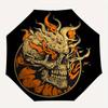 1pc Skull Flames Automatic Open 8-Rib Windproof Umbrella, Travel & Commuting, Suitable for All Seasons