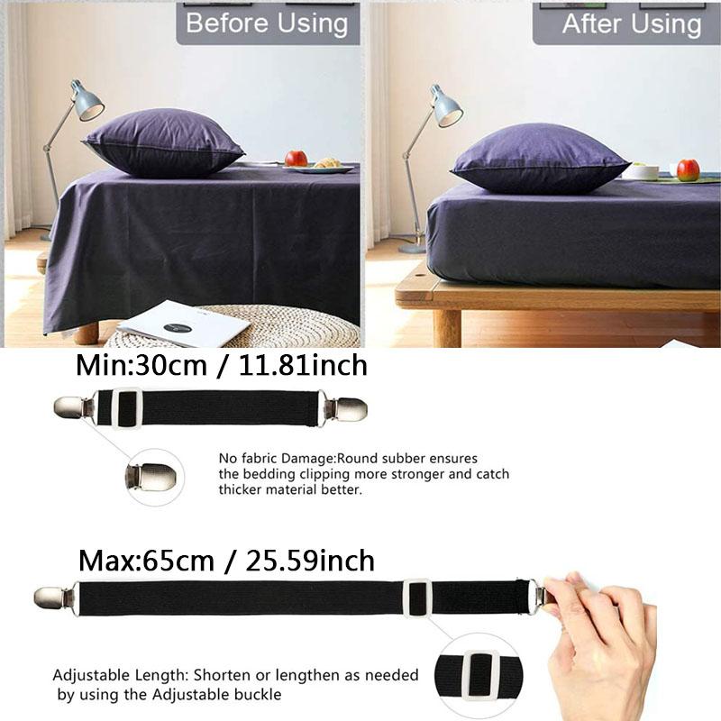 4Pcs Adjustable Bed Sheet Fasteners Suspender Elastic Sheet Band Strap Clips Sofa Cushion Mattress Pad Cover Gripper Corner Clip
