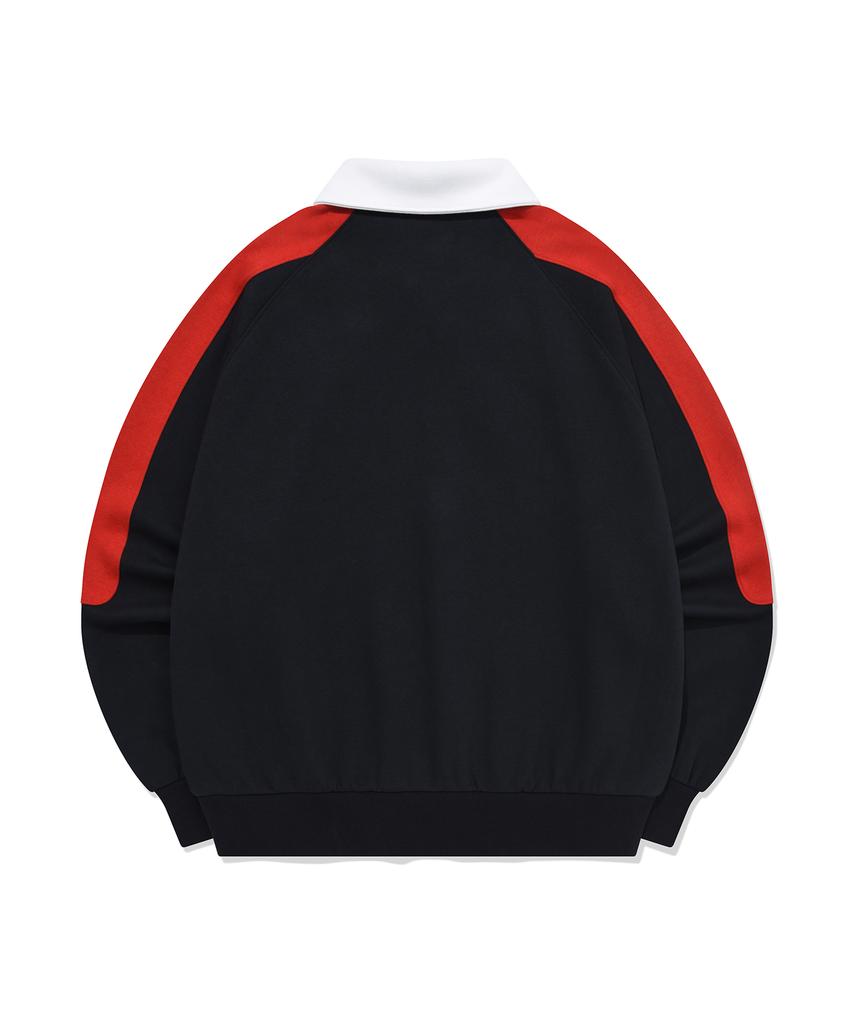 FALLETT Sporty Collared Sweatshirt Navy