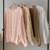 Autumn Round Neck Loose Knitted Sweater Women Vintage Casual Pullovers Women Long Sleeve Twists Winter Korean Jumpers Tops 28893