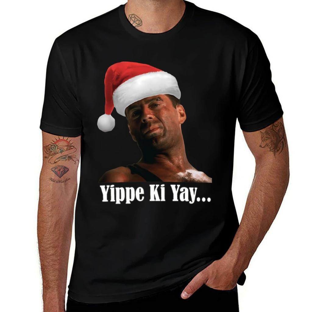 Santa Hat Yippe T-Shirt Basic Solid Tee for Daily Use