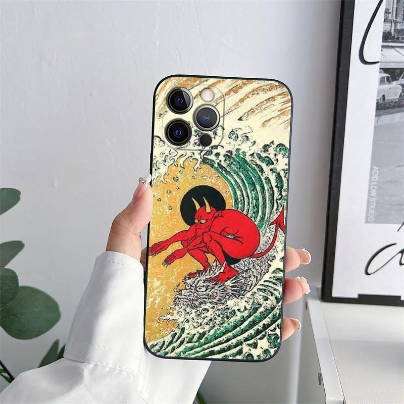 Чехол для телефона Hokusai Великая волна Аниме Дракон для iPhone 11 15 Pro Max Чехол Coque 14 Plus 13 Pro 12 11 X XR 8 SE Мягкий чехол из ТПУ
