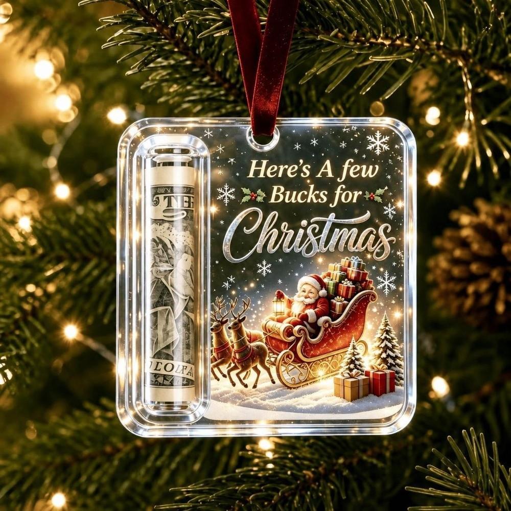 Hanging Christmas Cash Gift Ornament Acrylic Treat Holder Ornament for Surprise Present