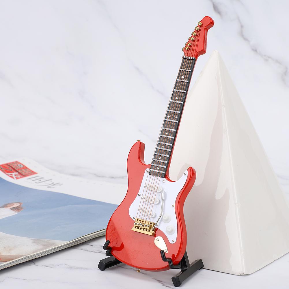 Electric Guitar Model, Basswood Material Musical Instrument Craft Ornament with Fine Craftsmanship, for Music Lovers Gift Decoration