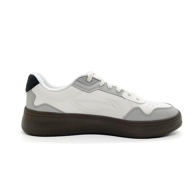 Li Ning Скользкие, износостойкие, легкие низкие кеды для скейтбординга мужские Белый Серый Коричневый AGCV177-4