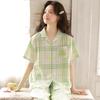 Cotton women's short sleeved seven quarter pants home suit set
