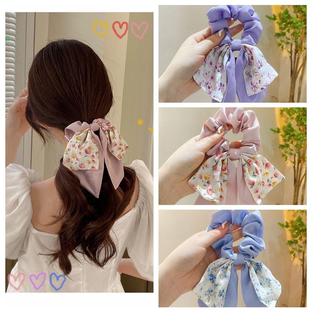 Ribbon Bow Printing Hair Rope Printing Hair Ribbon Sweet Intestine Hair Loop