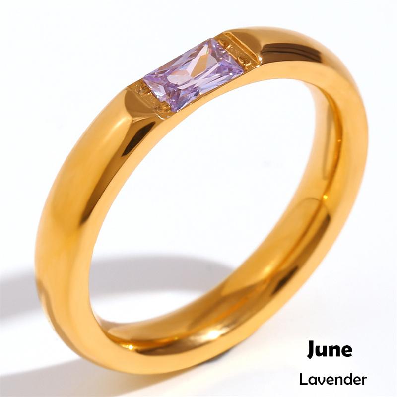 Золотое прямоугольное кольцо из нержавеющей стали с цирконом, ювелирное геометрическое кольцо