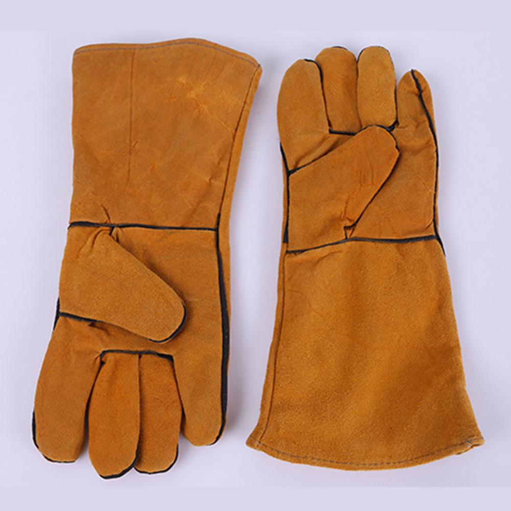 Full Leather Heat Insulation Gloves for Electric Welding Thorn Proof Gardening Mittens