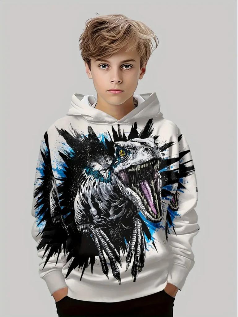 Boys' Hoodies Dinosaur 3d Print Autumn Long Sleeve Tops Pullover Baby Boy Clothes Sweatshirt Outdoor Causal Children's Clothing