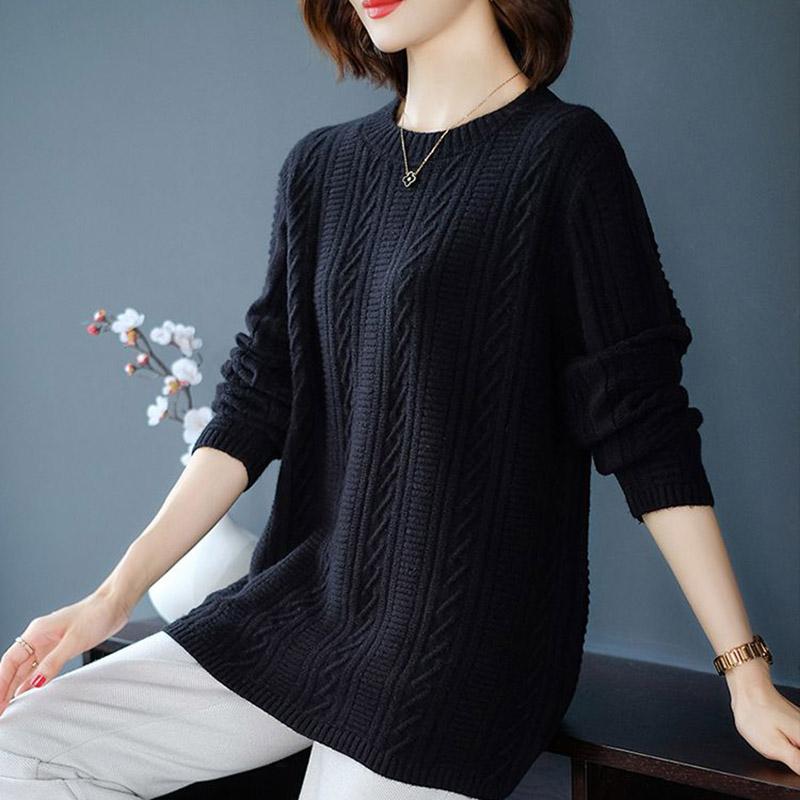 Весна Осень Тонкий Свитер Женский Свободный Теплый Эластичный Вязаный Повседневный Удобный Утолщенный Свитер