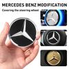 1pc Aluminium Car Steering Wheel Logo Circle Trim Sticker For Mercedes Benz AMG W211 W176 W177 W203 W204 W213 C300 Accessories
