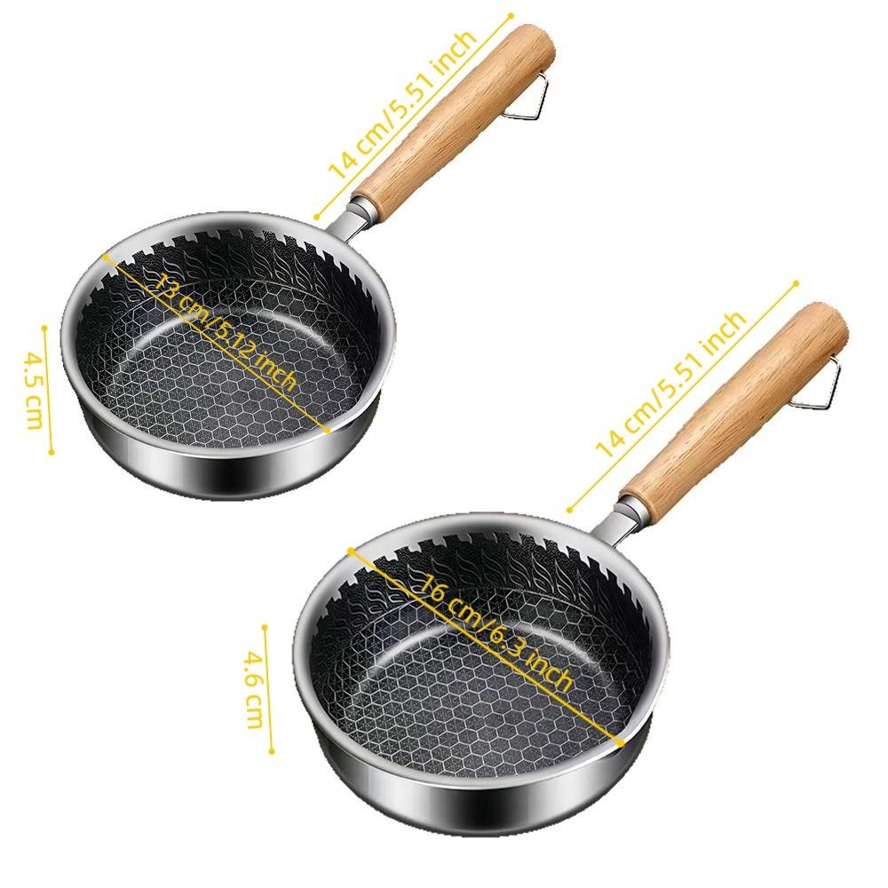 Non-stick Surface Frying Pan Stainless Steel Non-stick Pan Mini Uncoated Pan  Outdoor Camping