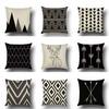 Nordic Black and White Geometric Pattern Linen Pillowcase Modern New American Triangle Abstract Style Sofa Pillow