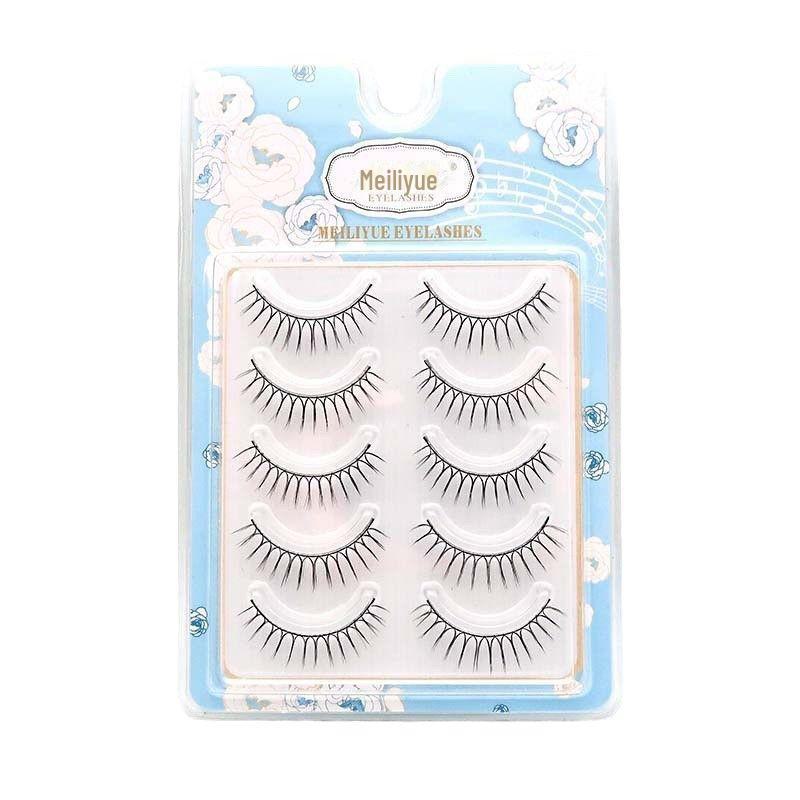 Meiliyue Korean Girl Group Black Stem False Eyelashes - 14 Hand-Woven Clusters