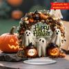 Halloween 2D Flat Acrylic Sign Cute Ghost Pumpkin Wreath Table Stand Decoration for Halloween Tiered Tray Home Office Decor
