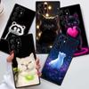 Аниме мультяшный кот иллюстрация Для Samsung Galaxy S26 S25 S24 S23 S22 S21 S20 Ultra Plus FE 5G Черный Мягкий ТПУ Чехол для телефона