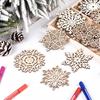 24pcs/box Christmas Wooden Snowflake Flake Hanging Can Doodle Diy Wooden Flake Christmas Decoration Hanging Decoration