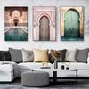 Modern Moroccan Door Architecture Canvas Painting On the Wall Art Posters and Prints Islamic Pictures for Modern Home Room Decor