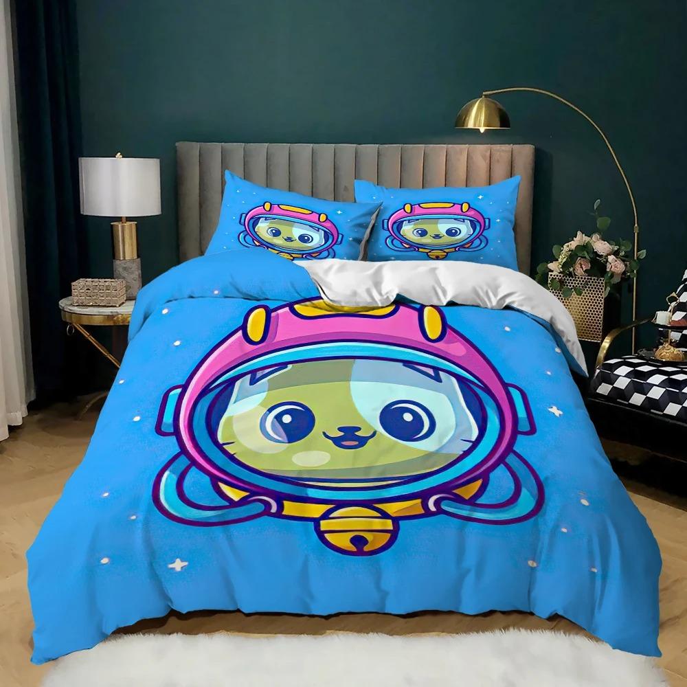 Мультяшное животное Пододеяльник Микрофибра Свинья Астронавт Красный Комплект постельного белья Космос Вселенная Животная тематика Король Покрывало