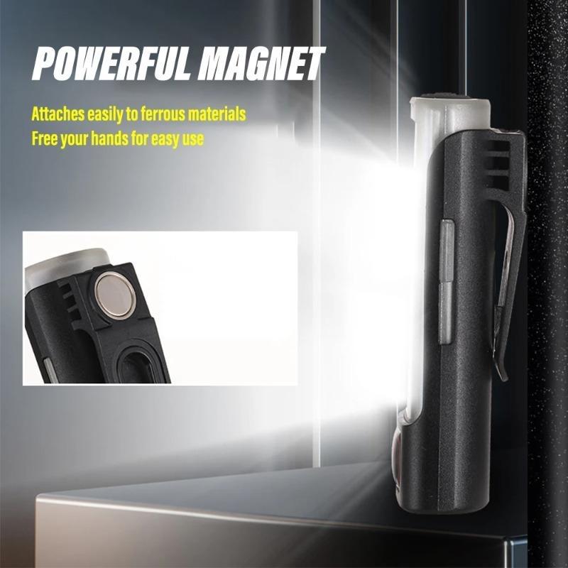 Rechargeable Mini LED Flashlight White & Red Light Worklight Keychain Light Camping Lamp 5 Lighting Modes Emergency Light