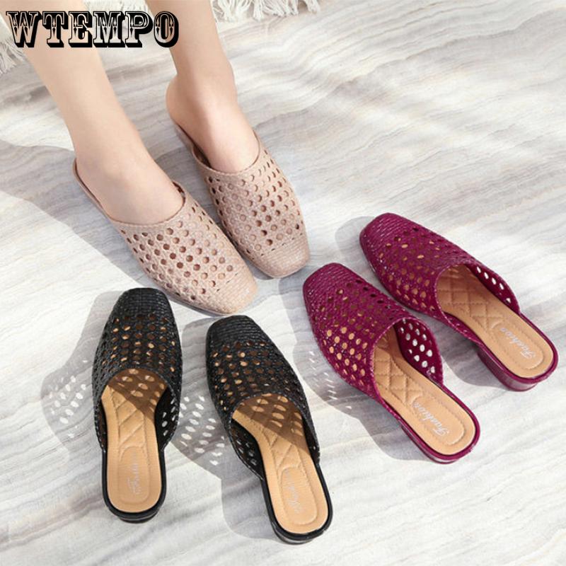 Тапочки Женская верхняя одежда Baotou Летние уличные универсальные нескользящие сандалии на среднем каблуке