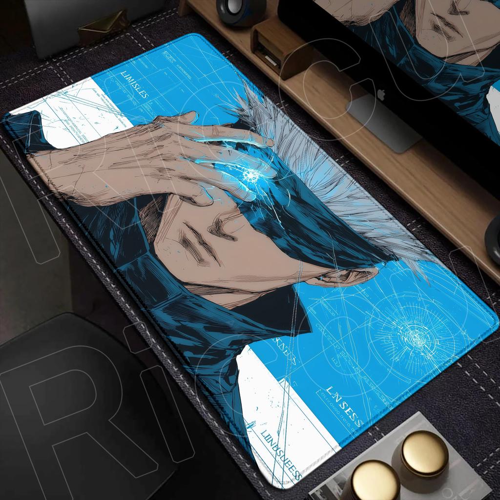 HD 60x30см Черный Аниме Jujutsu Kaisen XXL Коврик для Мыши Годжо Сатору Коврики для Мыши Игровой Периферийный Устройство для Компьютера Аксессуары для ПК Настольный Коврик