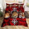 Lion Rose Duvet Cover Sets King Size Animal Floral Print Polyester Comforter Cover Nature Theme Bedding Set for Kids Adult Teens