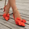 Women Sandals 2024 New Summer Luxury Brand High Heels Sexy Pointed Toe Slip On Bow Casual Shoes Women Sandals Zapatos De Mujer