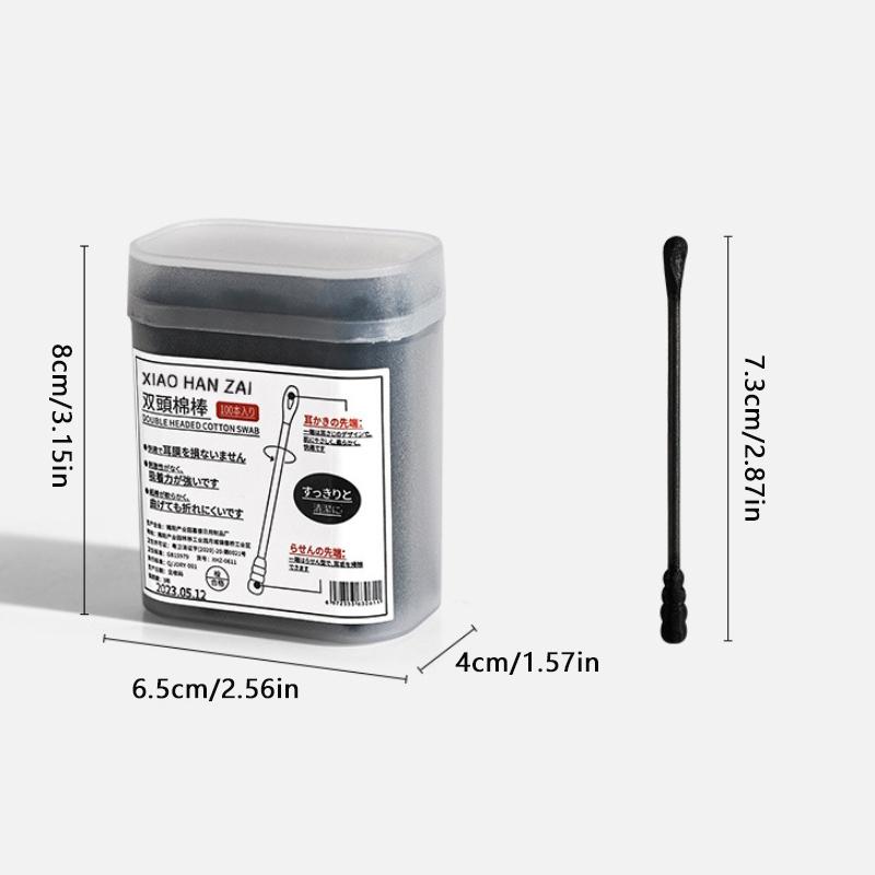 100 шт./кор. 2-в-1 ложка для чистки ушей, двухсторонняя ватная палочка, спиральный очиститель ушей, одноразовый очищающий черно-белый ватный тампон