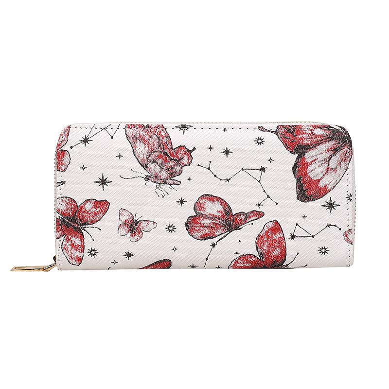 Кошелек с принтом корейской бабочки 2024 года: Стильный, простой клатч с одной молнией