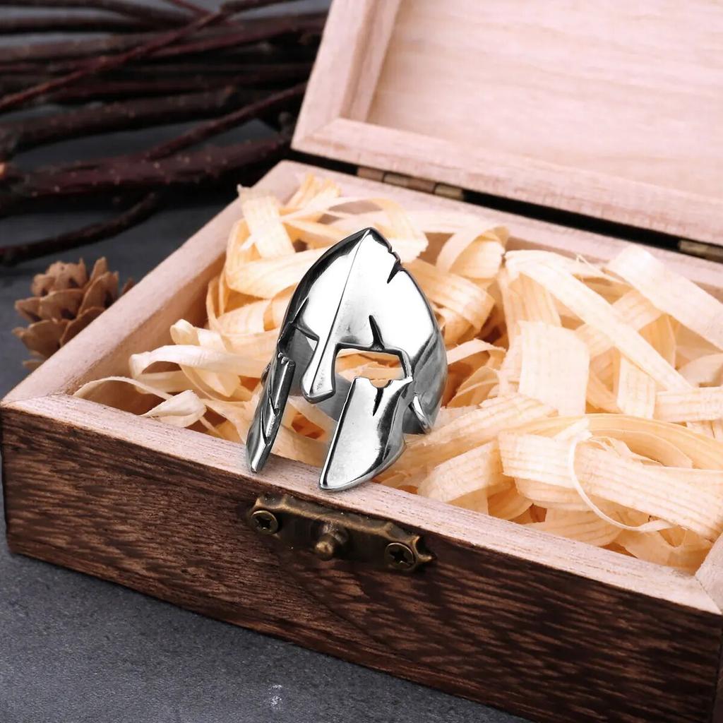 Нержавеющая сталь Спартанский солдатский шлем кольцо мужское древнее властное байкерское классическое мужество ретро высокий тренд вечерние ювелирные изделия подарок